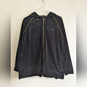 Vintage Lauren Ralph Lauren Black/Gold Velour Zip Up - Size 3X
